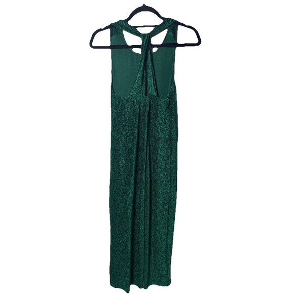 Anthropologie x Maeve Adrienne Twist Crinkled Velvet Midi Dress Green Size S - Picture 3 of 10